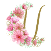Flower tendril with letter U