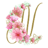Flower tendril with letter N