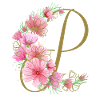 Flower tendril with letter P