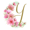 Flower tendril with letter Y
