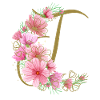 Flower tendril with letter T