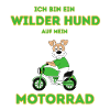 Wilder Hund auf Motorrad