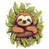 Cute cartoon sloth chilling on a branch