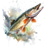 Aquarelle de brochet sauteur