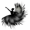 Ballerina silhouette with magnificent plumage