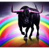 Taureau noir, arc-en-ciel