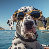 Dalmatians with sunglasses on vacation
