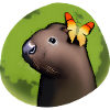 Small capybara with butterfly