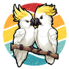 Cockatoo in sunset retro style
