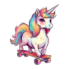 Einhorn auf einem Skateboard