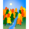 Der Fluss durch den Herbstwald