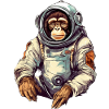 Space Monkey Retro Drawing