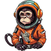 Space Monkey Retro Drawing