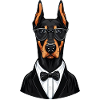 Dobermann im Smoking