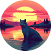 Katze im Wasser Sunset