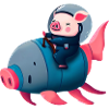 Pig Astronaut sur Pig Rocket