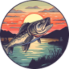 fishing pike-perch at sunset