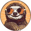 Sloth with sunglasses, sluggishness