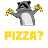 Raccoon with pizza