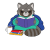 Raccoon Reading Book