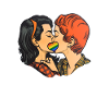 Loving couple with rainbow heart