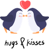 Hearts Penguins Hugs & Kisses