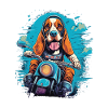 Basset Hound à moto