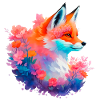 Red Fox Flowers Fox Head