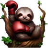Boxing sloth on tree