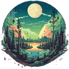 Paysage forestier surréaliste la nuit