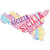 Sicilia maglietta cartina word cloud trinacria