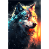 Wolf Gesicht Feuer