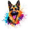 Deutscher Schäferhund Farbspritzer Kunstwerk