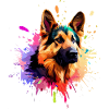 German Shepherd Paint Splash Art