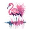 Vibrant Watercolor Flamingo Standing in a water