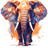 bunter laufender Elefant Polygon