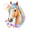 Cheval à crinière arc-en-ciel