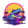 Retro Crocodile Vaporwave