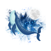 Blue Whale with Moon