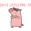 Cool 'Just Chilling it' Funny Cartoon Pig