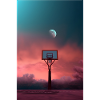 Neon Basketball Moon Night