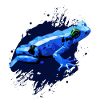 Pfeilgiftfrosch, Zeichnung Polygon, blauer Frosch