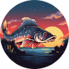 Angler Fish Trout Sunset