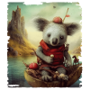 Cute koala in the boat