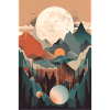 Abstract Boho Moon and Mountains
