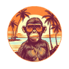 Stylish monkey in sunset scenery