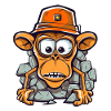 Entzückender Affe mit Bauhelm