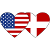 USA Denmark Flag Heart
