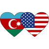 Azerbaijan USA Flag Heart