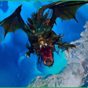 A dragon, looking up at the infinite blue sky.